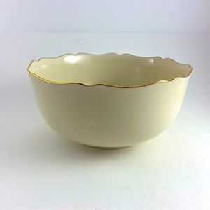 Vintage Lenox Ivory Holiday Large Bowl Scalloped Gold Trim 8" Serving Bowl